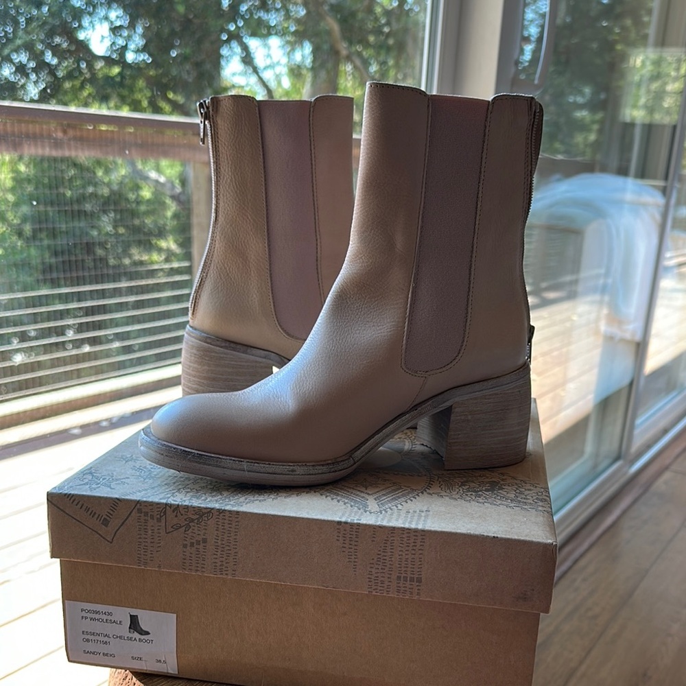 Essentials Tan Heeled Boots with Classic Silhouette